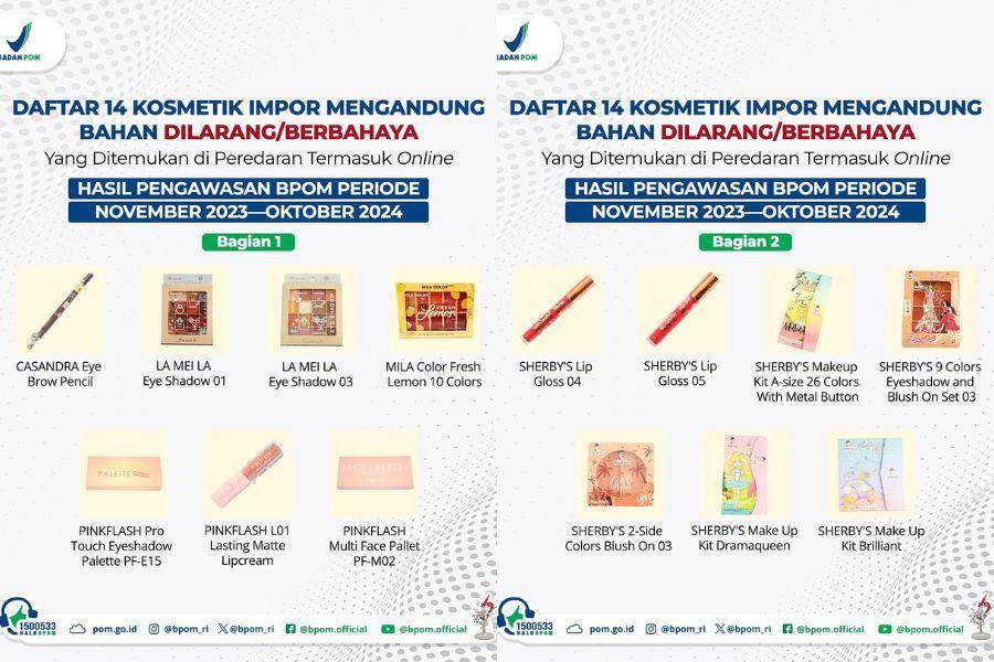Daftar 55 Kosmetik dengan Bahan Berbahaya menurut BPOM. (instagram.com/bpom_ri)