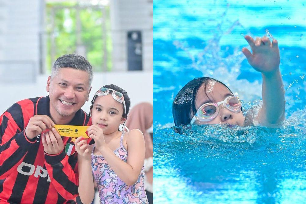 7 Potret Gempita Ikut Lomba Renang, Dapat Juara Pertama!