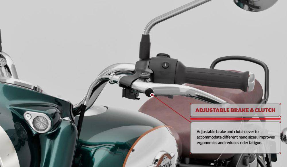 Tuas rem dan koplingnya sudah adjustable (Royal Enfield)