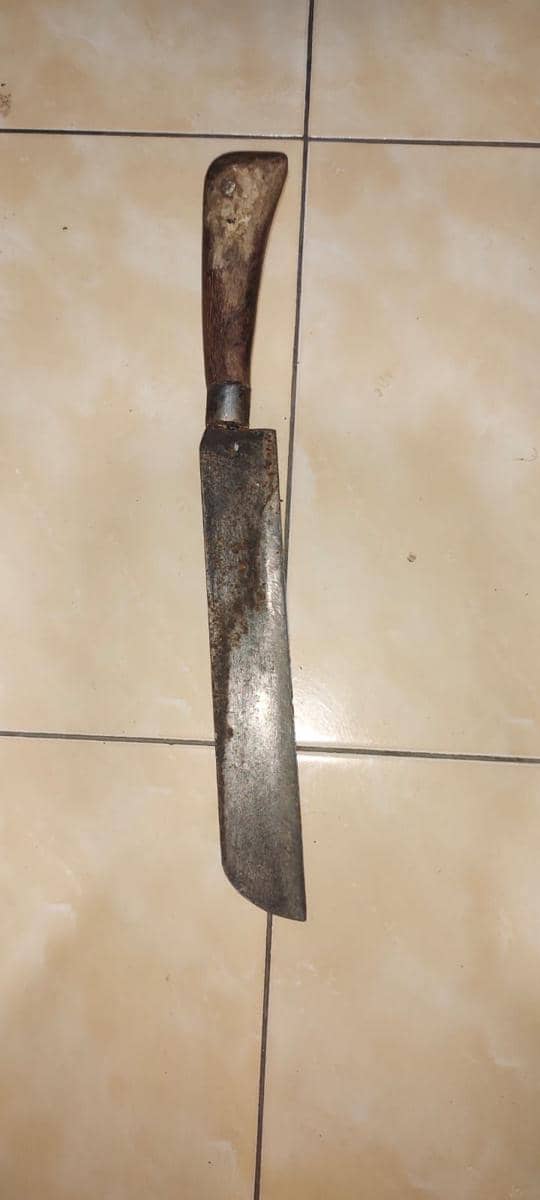 Pisau yang digunakan Agus Junaedi untuk membacok korban. (Dok. Polsek Karangploso)