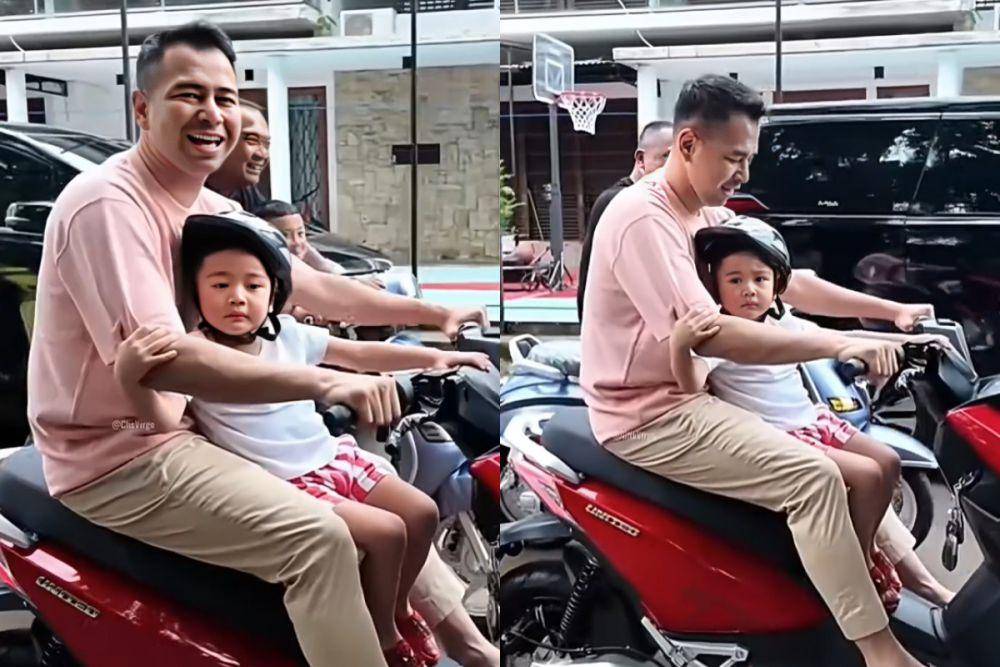 Cipung dibonceng Raffi di motor listrik (instagram.com/chevirgo)