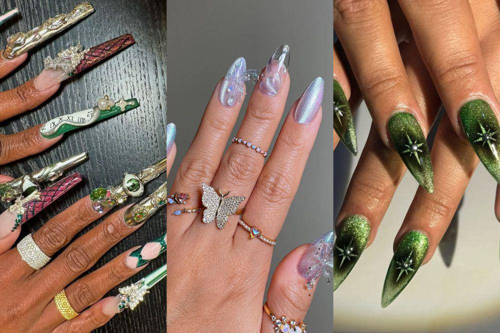 ilustrasi nail art tema 'Wicked' (instagram.com/cynthiaerivo | instagram.com/sansungnails | instagram.com/vanityprojects)