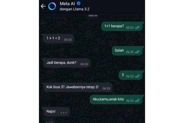 10 Chat Kocak Netizen dengan Meta AI di WhatsApp, Bikin Ngakak!