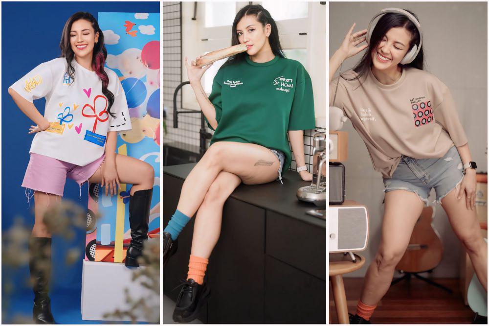 8 Ide OOTD Pakai Kaus yang Playful ala Sharena Delon, Gayanya Chill