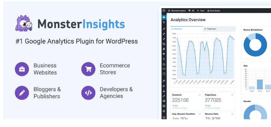 tampilan plugin MonsterInsight (wordpress.org/MonsterInsights)