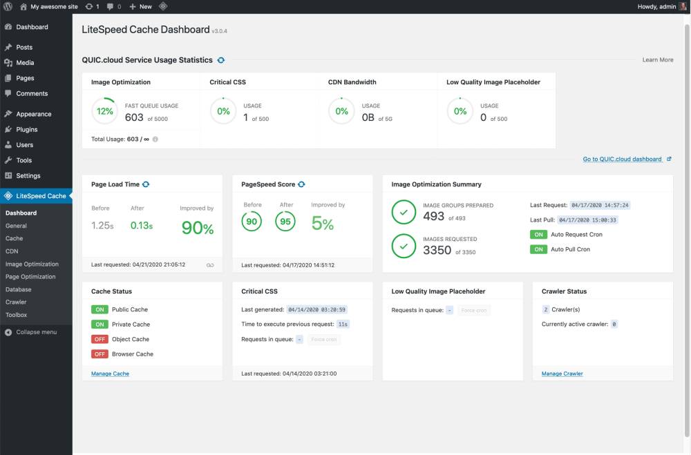 tampilan plugin LiteSpeed Chace (wordpress.org/LiteSpeed Technologies)