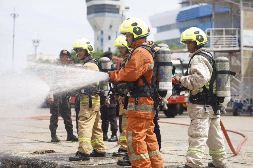 Simulasi penanganan keadaan darurat di Pelabuhan Makassar. (Dok. Istimewa)
