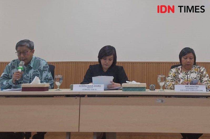 Agenda Media Briefing Catatan Komnas HAM: Situasi HAM di Papua 2024, Rabu (18/12/2024) (IDN Times/Lia Hutasoit)