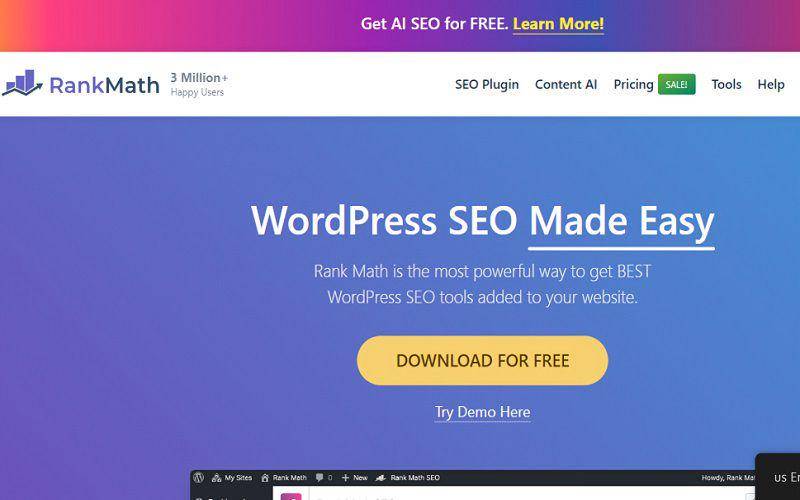 tampilan plugin Rank Math SEO (rankmath.com)