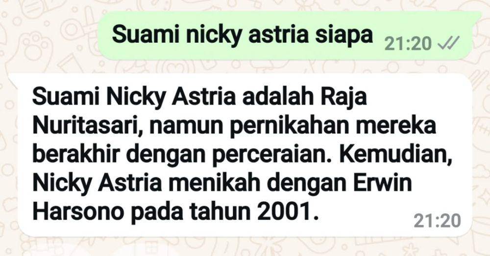 chat artis dengan Meta AI (instagram.com/nicky_astria_real)