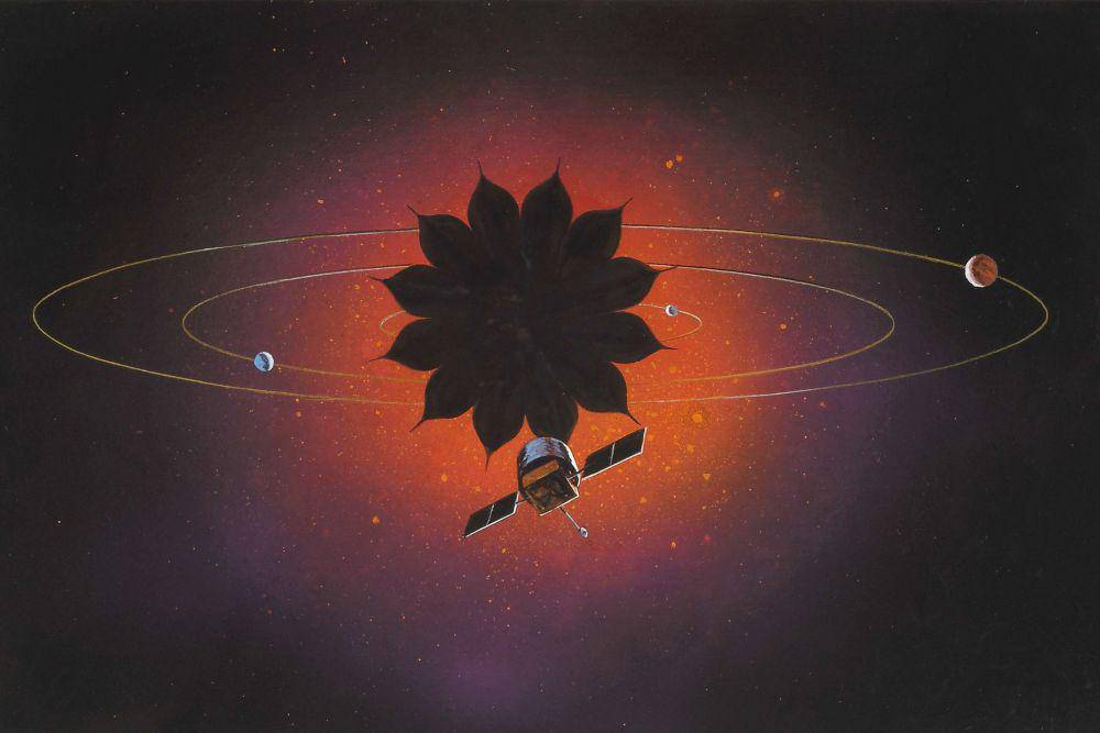 ilustrasi Starshade menghalangi cahaya dari bintang (commons.wikimedia.org/NASA)