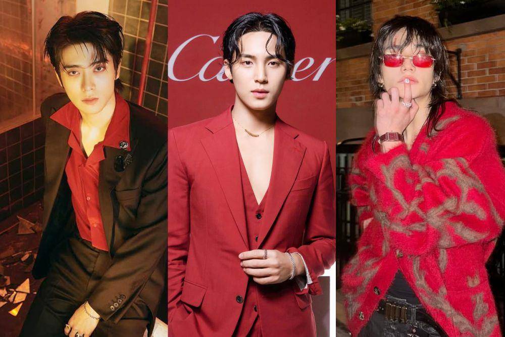 potret idol KPop menggunakan outfit merah (instagram.com/_jeongjaehyun | min9yu_k | hynjinnnn)