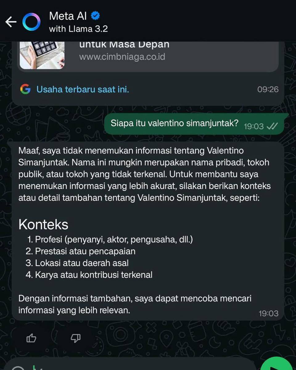 chat seleb dengan Meta AI (instagram.com/radotvalent)