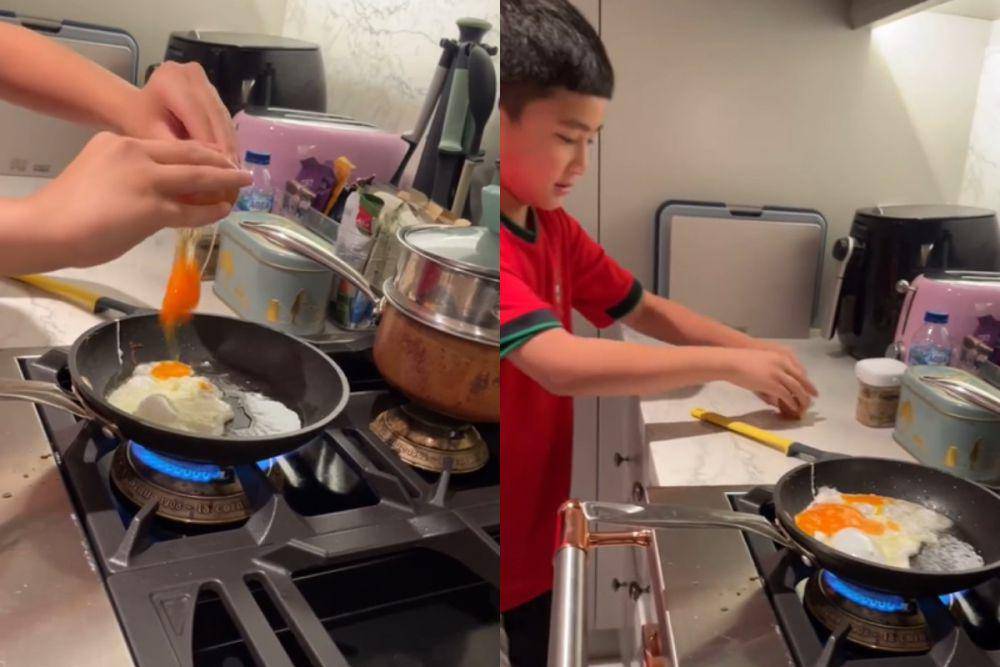 Rafathar belajar bikin telur ceplok (instagram.com/shela_lala96)