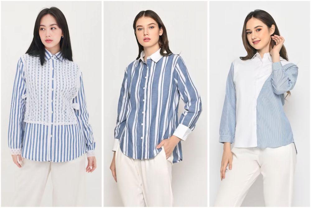 8 Padu Padan Kemeja Salur Warna Netral, Tampil Kasual Antibosan!