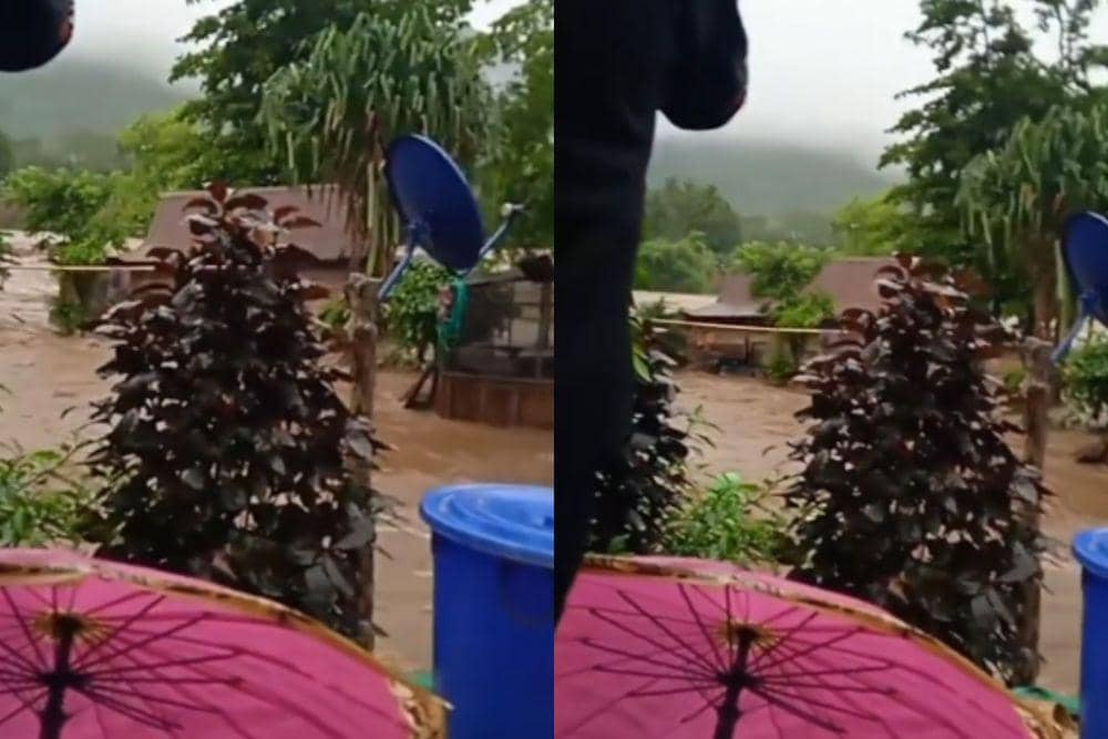 Rumah hanyut terbawa arus banjir di Kabupaten Soppeng, Sulawesi Selatan, Sabtu (21/12/2024). (Dok. Instagram/_soppenginfo_)