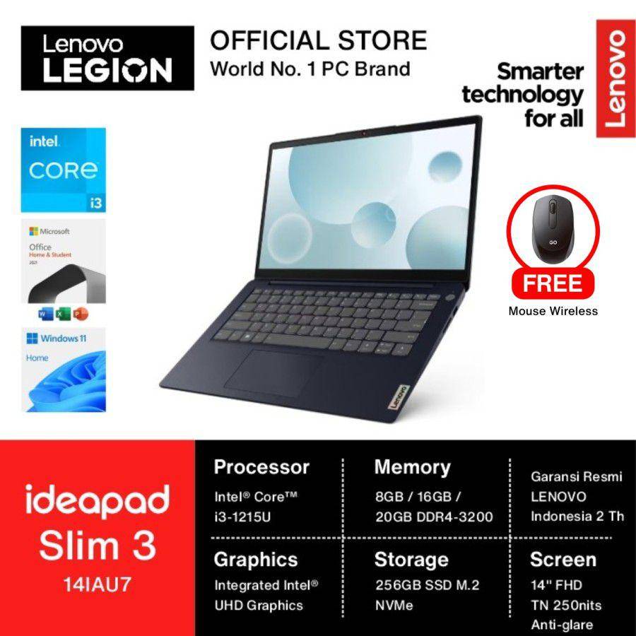 Lenovo IdeaPad Slim 3 14IAU7 (tokopedia.com/Lenovo Legion Official)