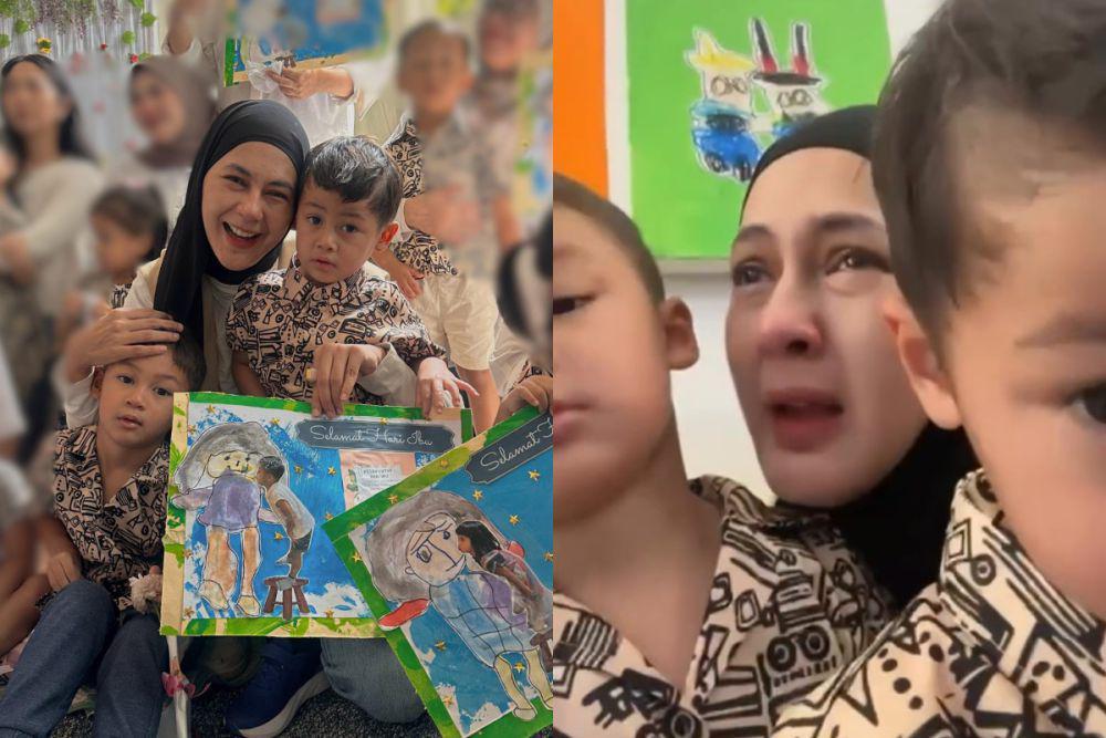 7 Momen Paula Rayakan Hari Ibu dengan Kiano dan Kenzo, Banjir Air Mata