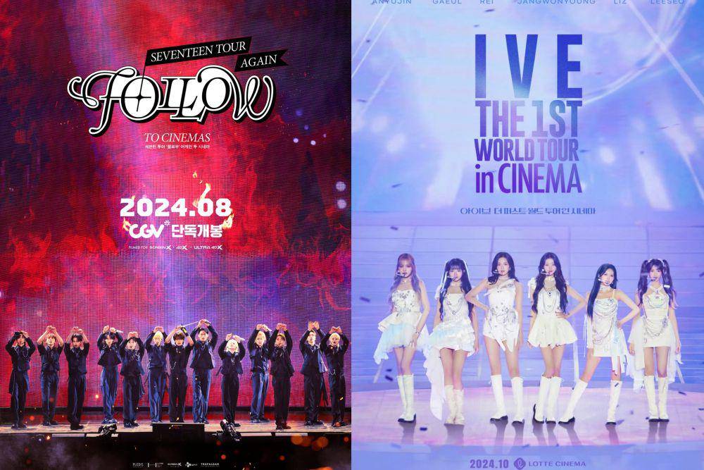 poster film SEVENTEEN Tour 'Follow' Again to Cinemas (dok. CGV) | poster film IVE The 1st World Tour in Cinema (instagram.com/gramfilms)
