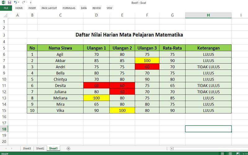 cara membuat nilai harian siswa di Excel (dok. pribadi/Jubaedah Haryani)