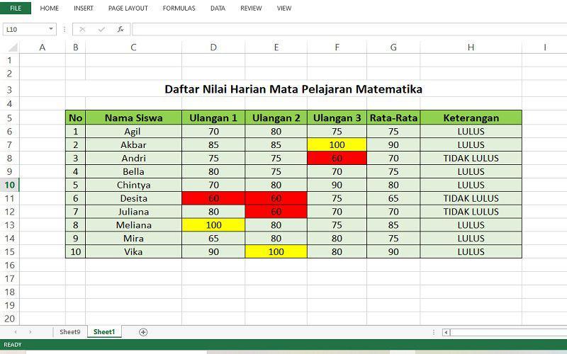 Cara Membuat Nilai Harian Siswa di Excel, Guru Wajib Coba!