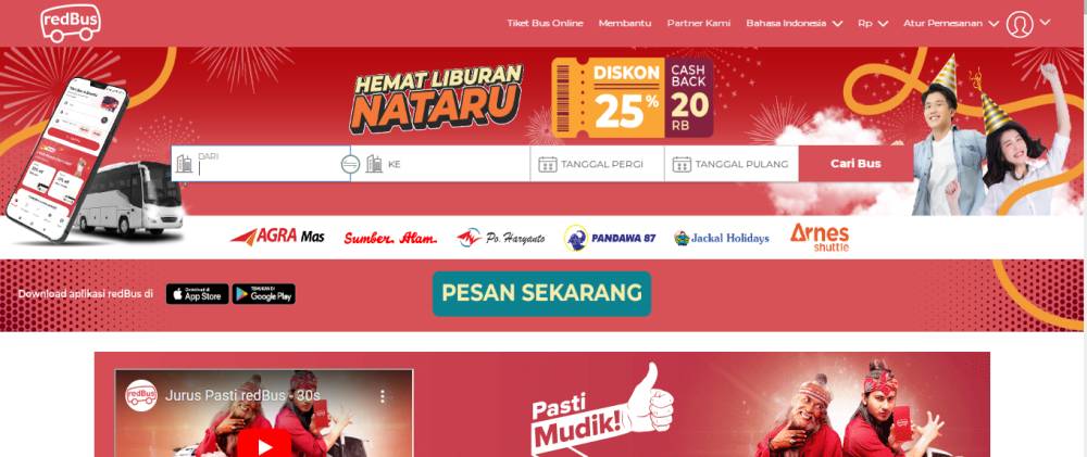 tampilan website redBus Indonesia (redbus.id)