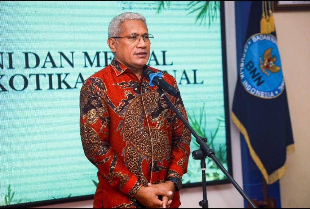Kepala BNN RI Marthinus Hukom saat memberikan sambutan dalam acara bakti sosial pada momentum natal 2024. (Dok. BNN)