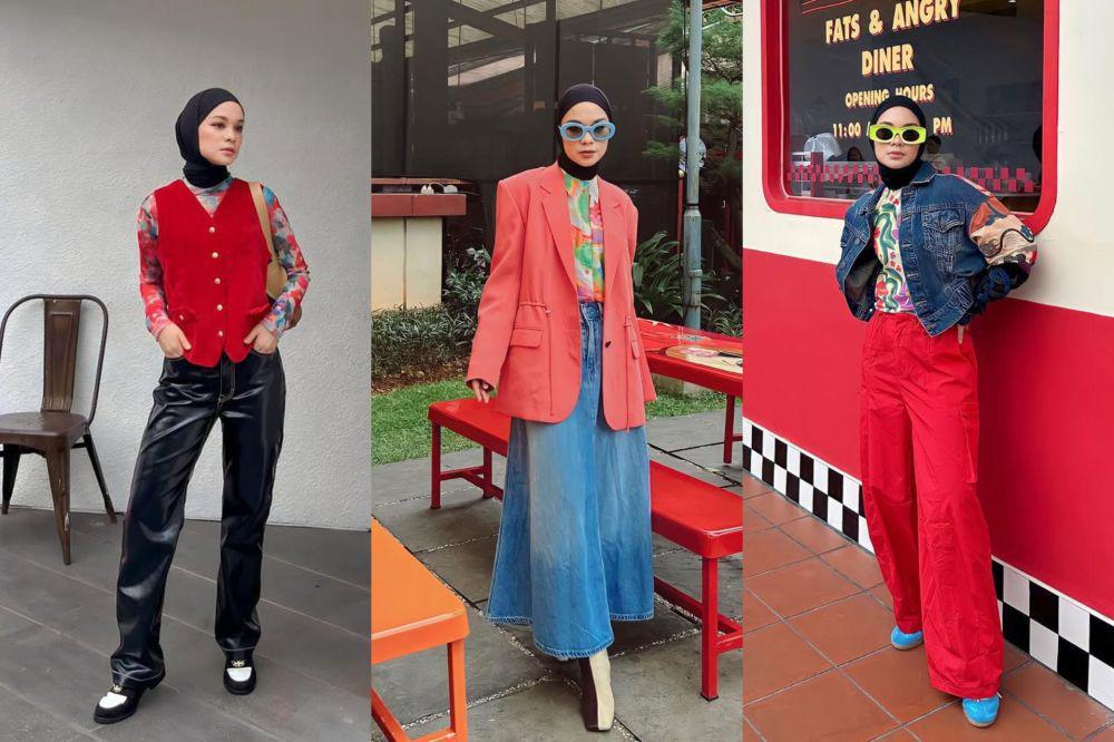 9 Padu Padan OOTD Hijab Warna Merah ala Tantri Namirah, Membara!