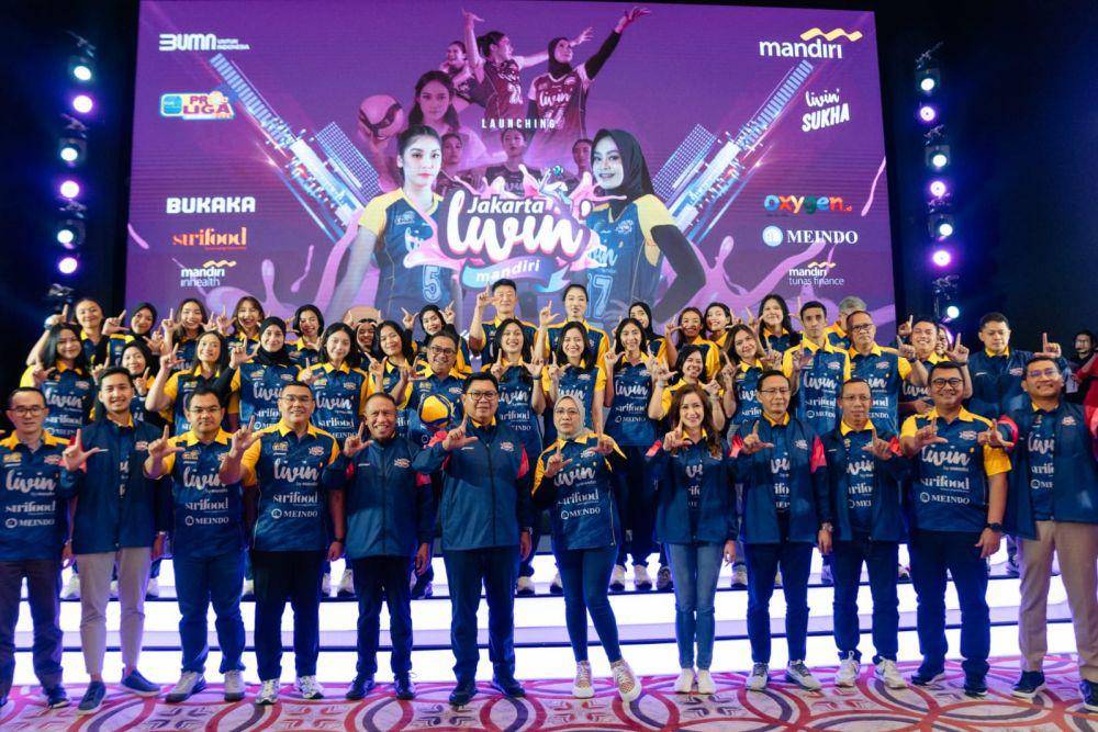 Menjelang kompetisi voli terbesar di Indonesia, Proliga 2025, Bank Mandiri secara resmi mengumumkan susunan tim voli putri profesional Jakarta Livin’ Mandiri (JLM). (Dok. Mandiri)