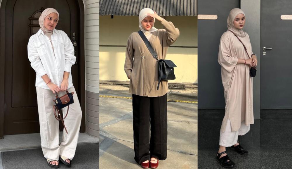 9 Basic Outfit Hijab Nuansa Netral ala Bella Syaf, Simpe buat Trip!