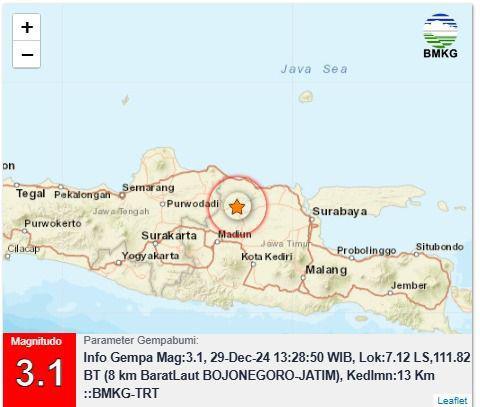 Bojonegoro Diguncang Gempa Magnitudo 3,1