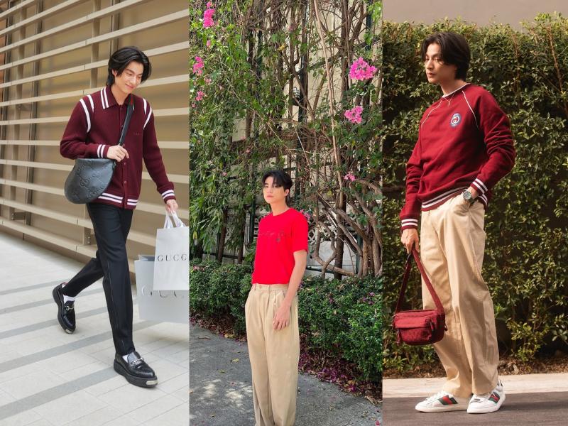 7 Inspirasi Outfit Nuansa Merah ala Gulf Kanawut, So Cheerful!