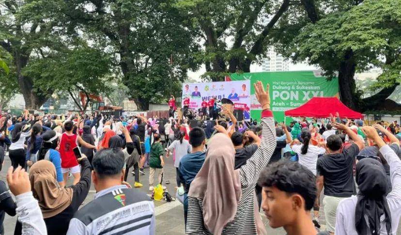 Suasana Car Free Day di sekitaran lapangan Merdeka Medan (Instagram @dispora_kota_medan)