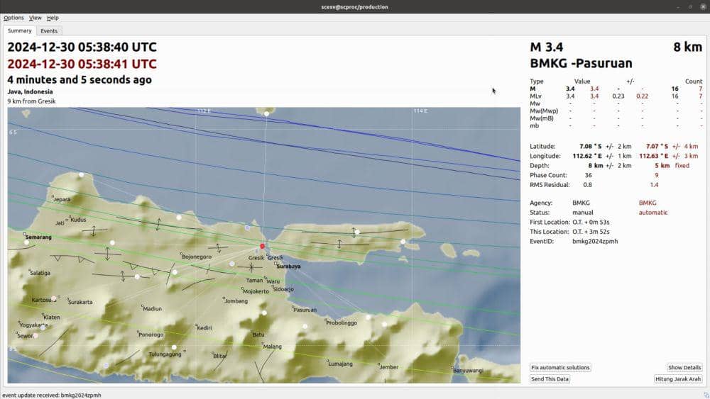 Gresik Diguncang Gempa Magnitudo 3,3, Getaran Dirasakan