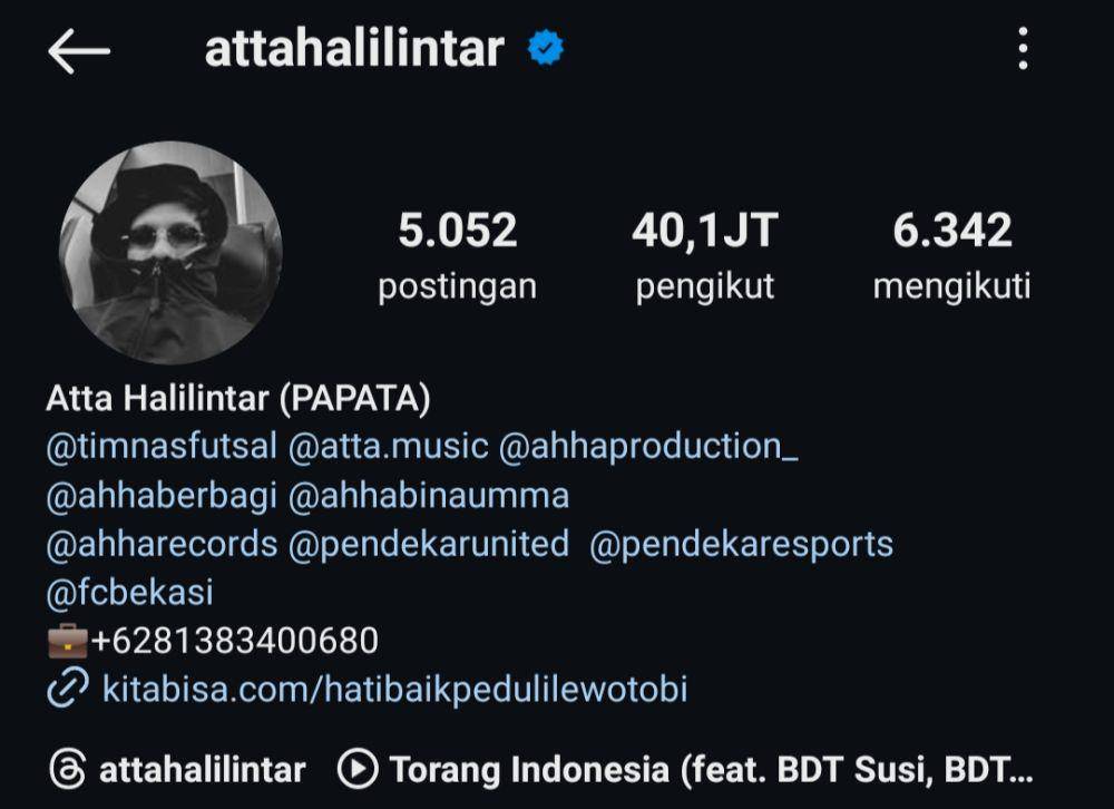 profil Instagram Atta Halilintar (instagram.com/attahalilintar)