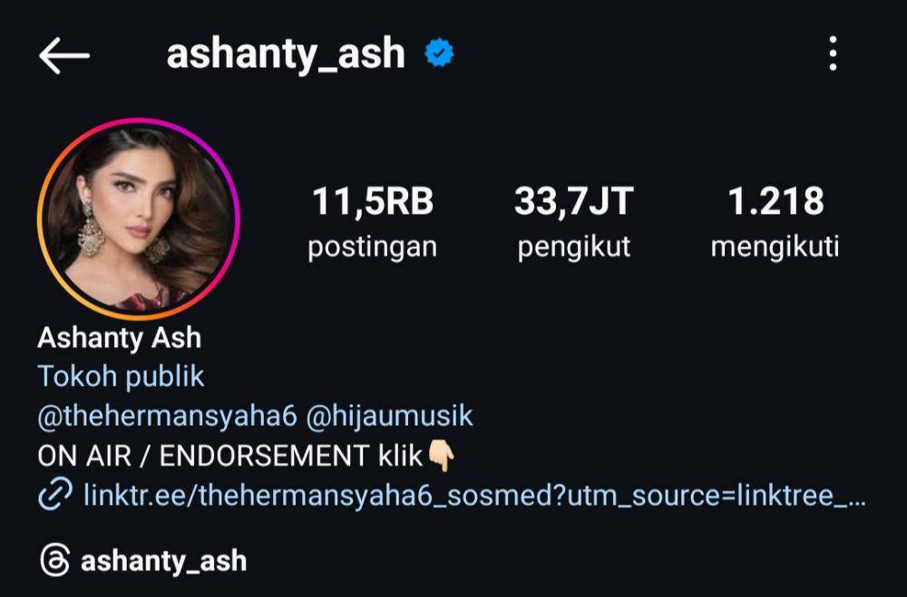 profil Instagram Ashanty (instagram.com/ashanty_ash)