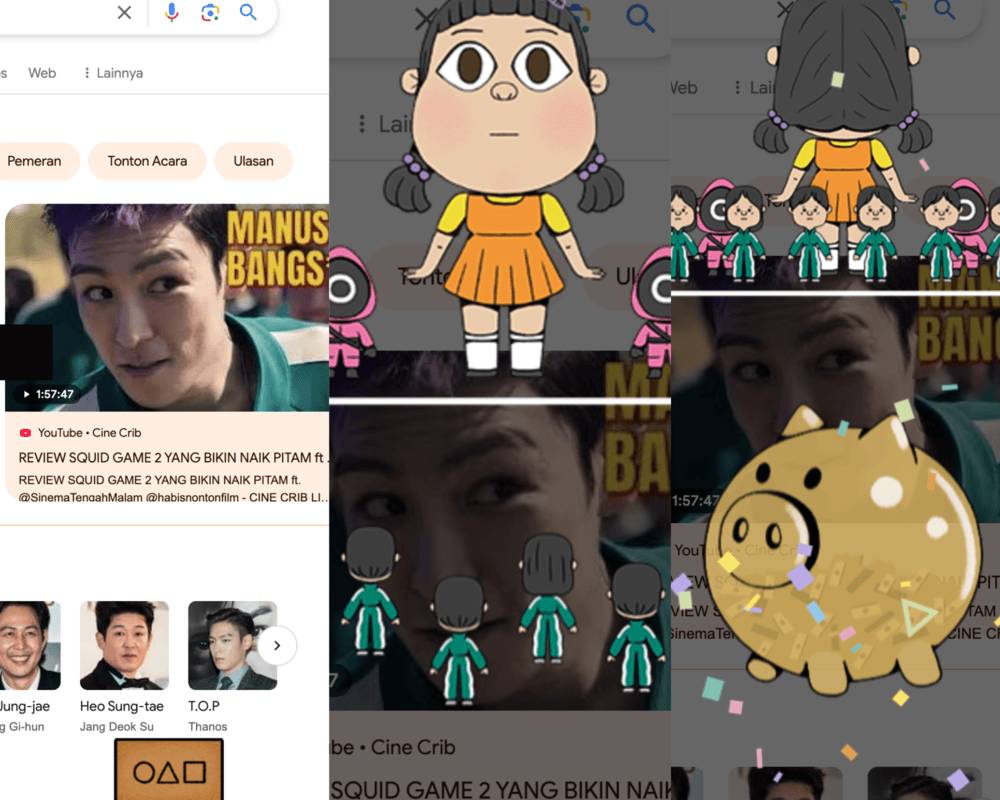Langkah-langkah main games Squid Game di pencarian Google (dok.pribadi/Reyvan Maulid)