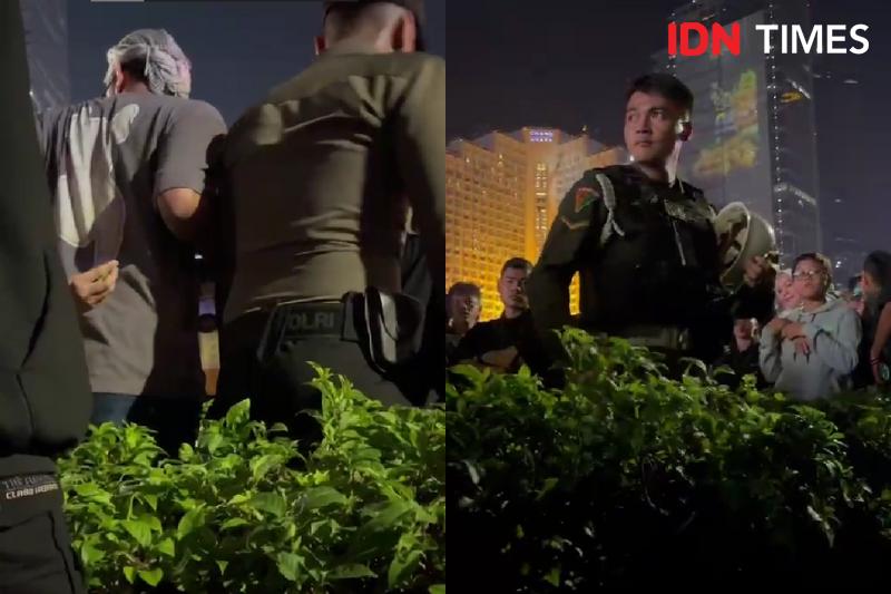 Terobos Kerumunan, Anggota Polisi Militer Rusak Tanaman di Bundaran HI