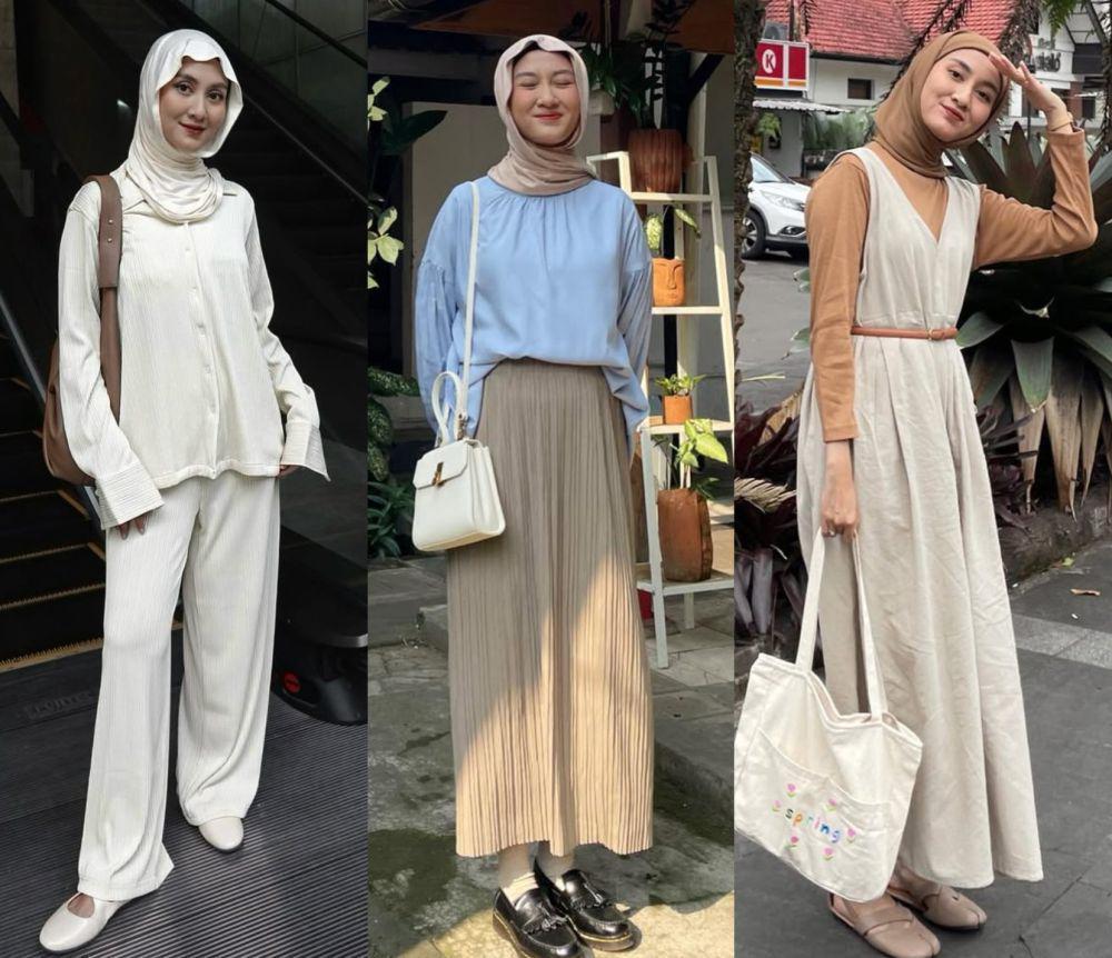 10 Ide Hijab Outfit buat Kuliah ala Inas Rana, Simpel Modis
