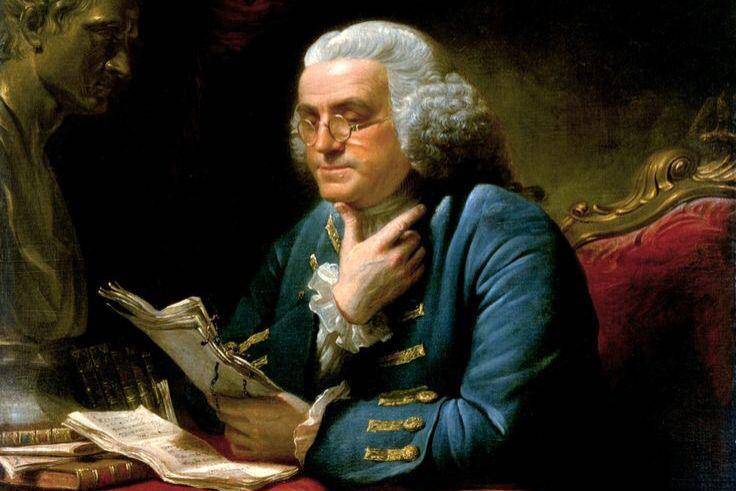 Ilustrasi Benjamin Franklin, salah satu tokoh berpengaruh di dunia yang ternyata pecandu kopi. (Pinterest/David Martin)