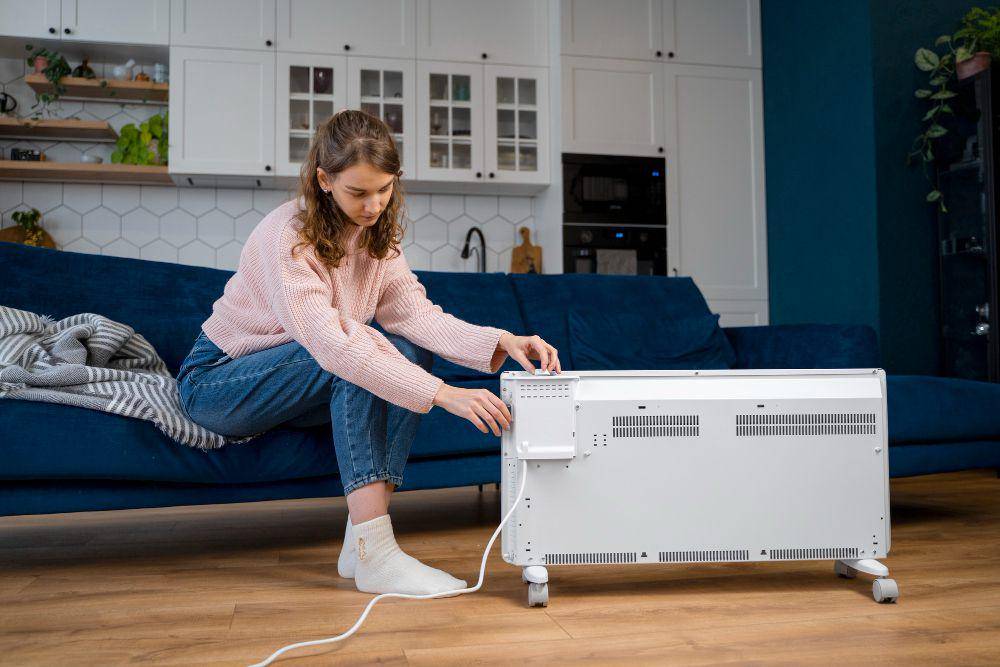 ilustrasi wanita mengatur alat dehumidifier (freepik.com)