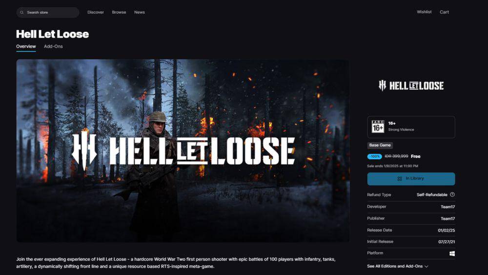 Hell Let Loose gratis di Epic Games Store (store.epicgames.com)