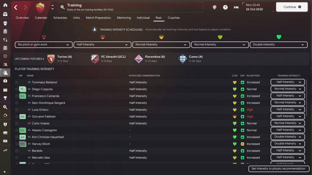 ilustrasi manajemen intensitas latihan Football Manager 2024 (dok. Sports Interactive/Football Manager 2024)
