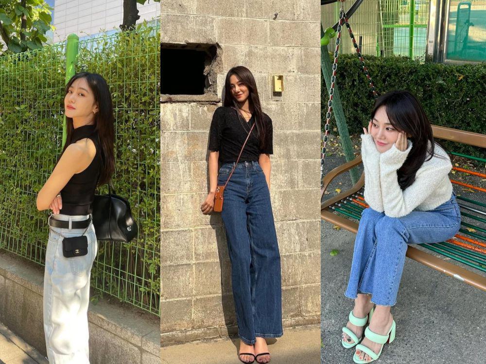 8 Ide Styling Celana Jeans ala Han Ji Eun, Cast When The Stars Gossip