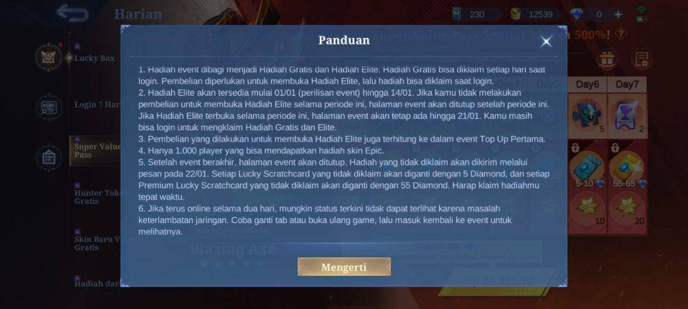 syarat dan ketentuan yang berlaku di event Super Value Pass Mobile Legends (dok. Moonton/Mobile Legends: Bang Bang)