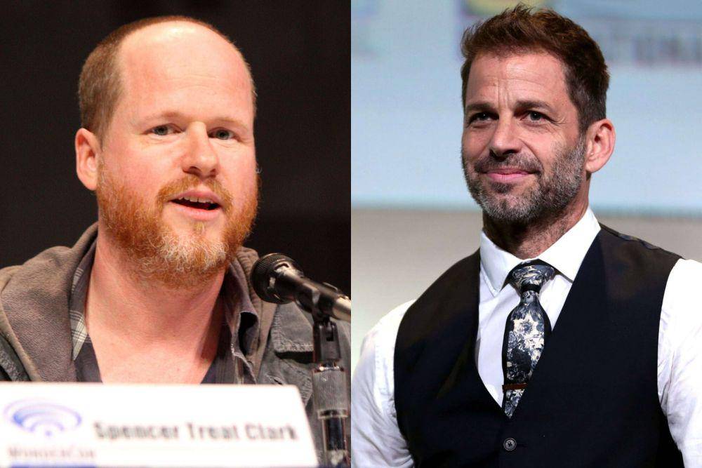 Joss Whedon (kiri) di WonderCon 2013 di Anaheim Convention Center di Anaheim, California dan Zack Snyder di San Diego Comic Con International 2016, di San Diego Convention Center di San Diego, California (commons.wikimedia.org/Gage Skidmore | commons.wikimedia.org/Gege Skidmore)