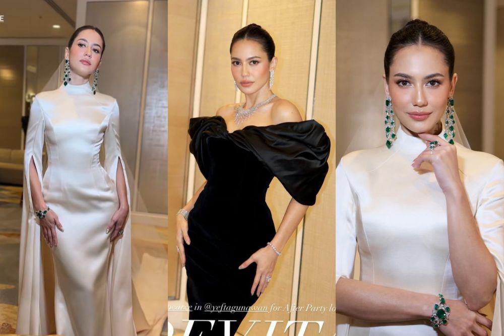 10 Gaya Dress dan Makeup Resepsi Pevita Pearce, Bling-bling!
