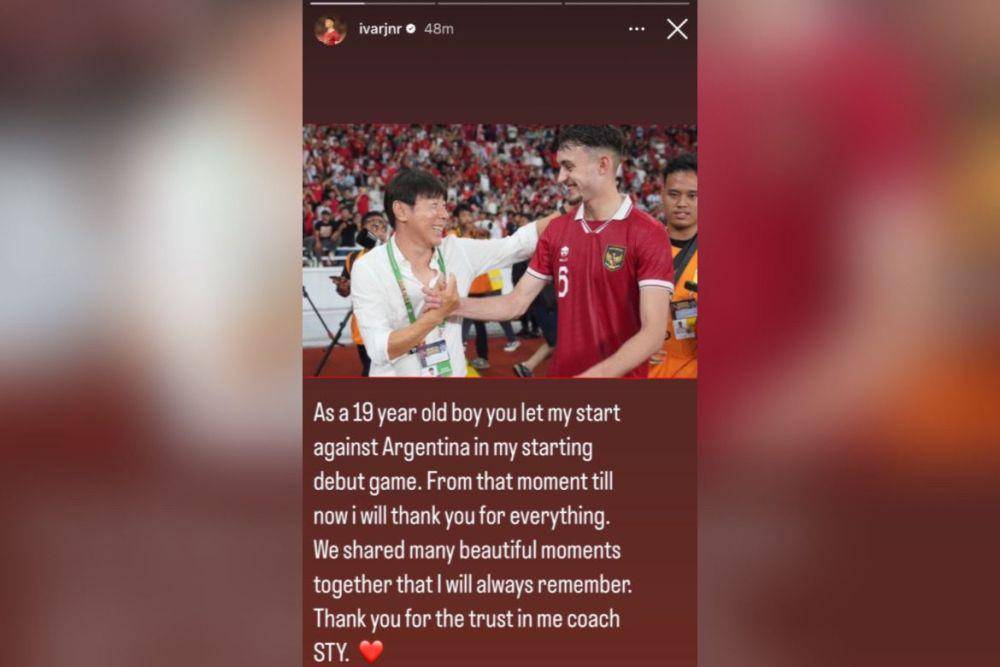 Unggahan Ivar Jenner setelah Shin Tae Yong dipecat oleh PSSI (Instagram.com/ivarjnr)