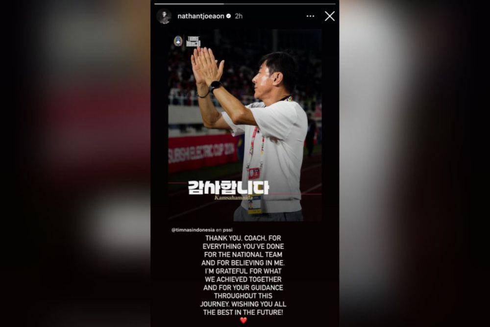 Unggahan Nathan Tjoe A On setelah Shin Tae Yong dipecat oleh PSSI (Instagram.com/nathantjoeaon)