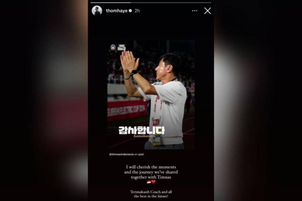 Unggahan Thom Haye setelah Shin Tae Yong dipecat oleh PSSI (Instagram.com/thomhaye)